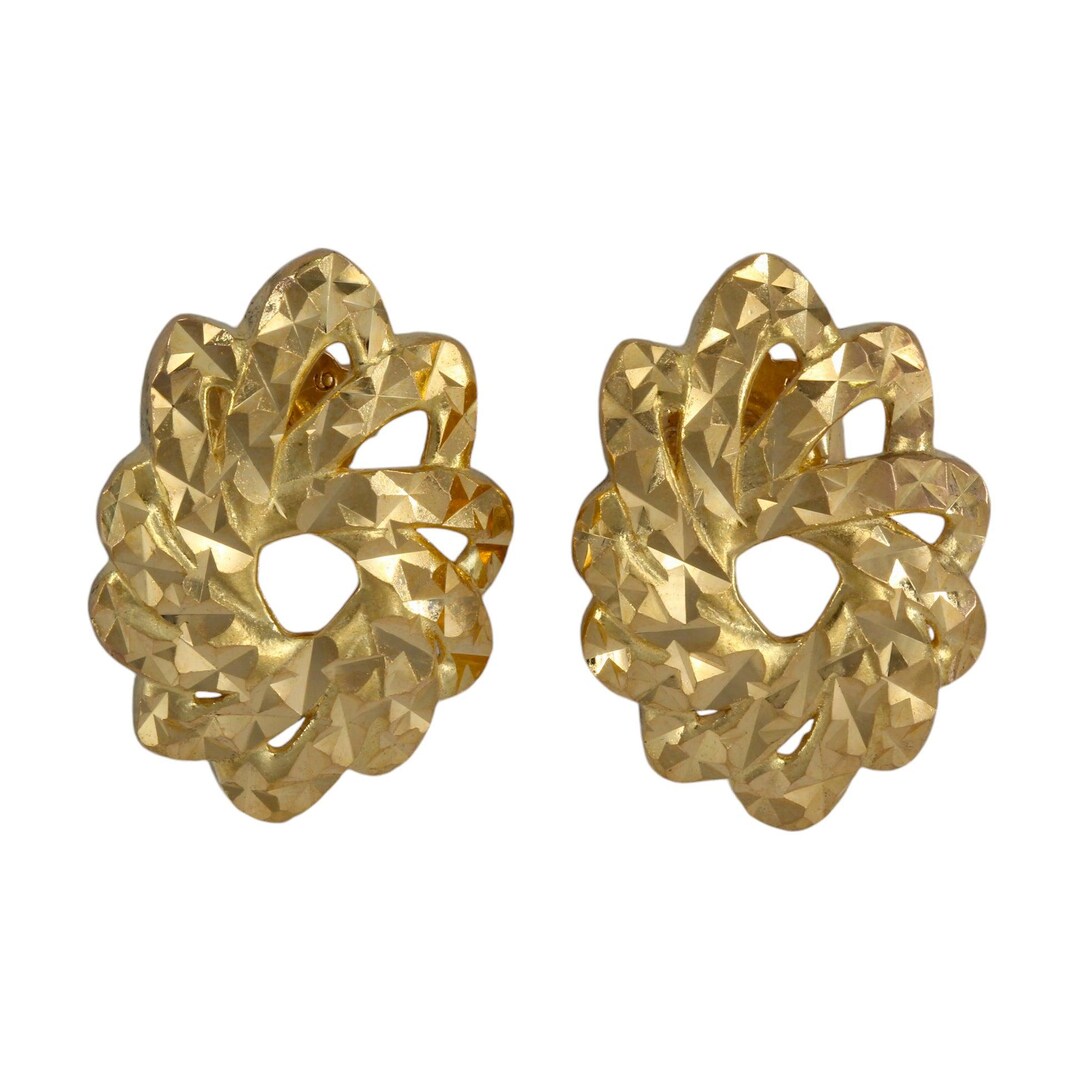 Statement Oval Woven Stud Earring Pale Gold main image 1