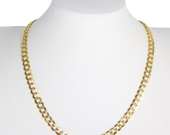 14k Real Gold Miami Cuban Link Chain/ Solid 14k Yellow Gold Tight Curb Link Chain Necklace/ Heavy Real Genuine Gold- Unisex - For Him & Her