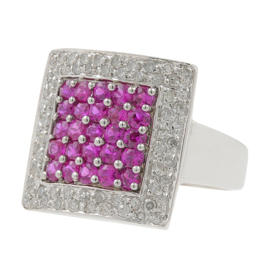 14K White Gold Diamond & Pink Spinel Gemstone Coc… - image 1