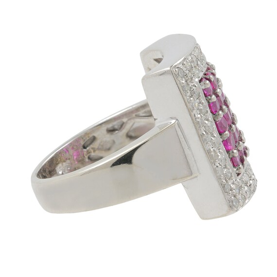 14K White Gold Diamond & Pink Spinel Gemstone Coc… - image 3