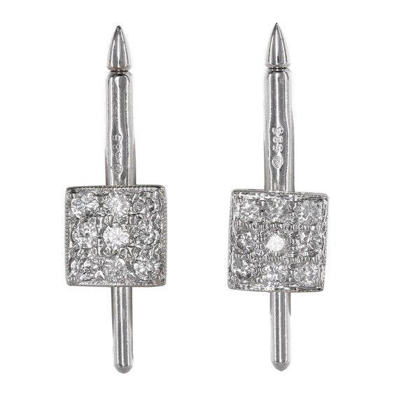 14K White Gold Cluster Diamond Shirt Studs - image 1