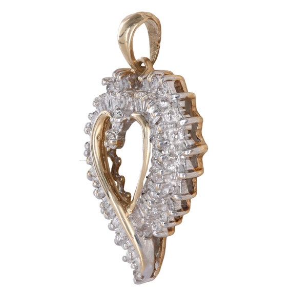 10k Two-Tone Gold Diamond Flowing Heart Charm Pen… - image 2