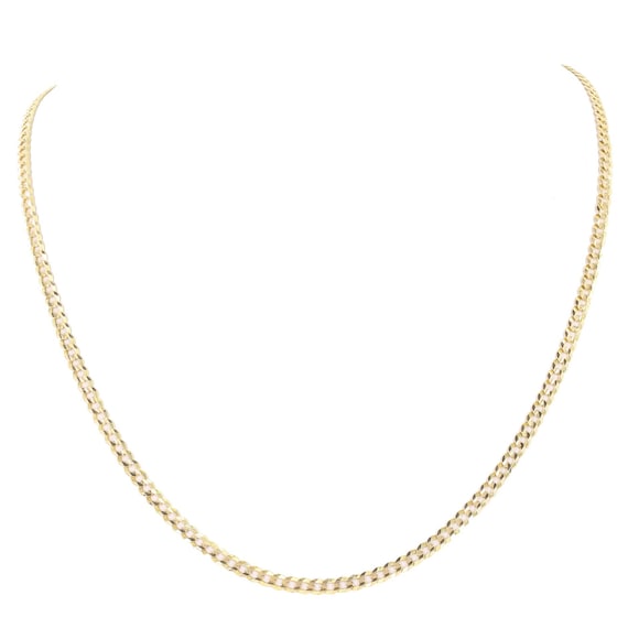 14k Yellow Solid Gold Diamond-Cut Curb Link Chain - image 1