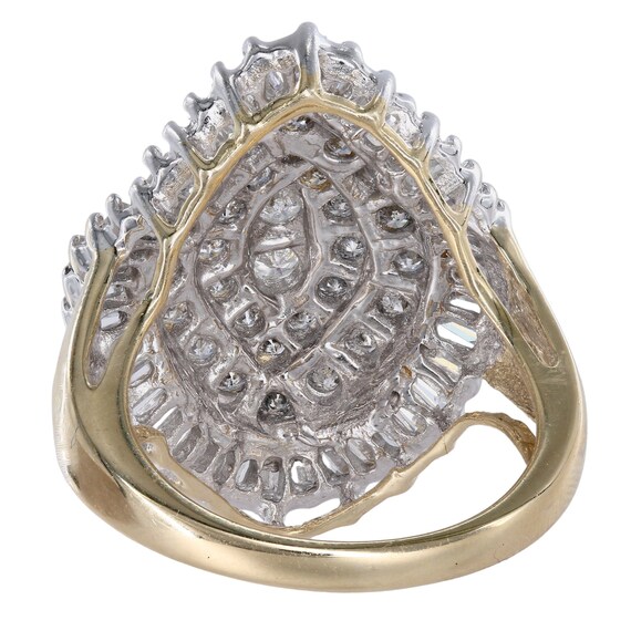 14K Two-Tone Gold Diamond Cluster Cocktail Ring - image 3
