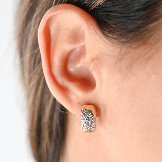 14k Yellow Gold Diamond Square Huggie Earring - image 8
