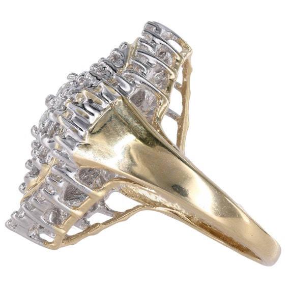 14K Two-Tone Gold Diamond Cluster Cocktail Ring - image 2