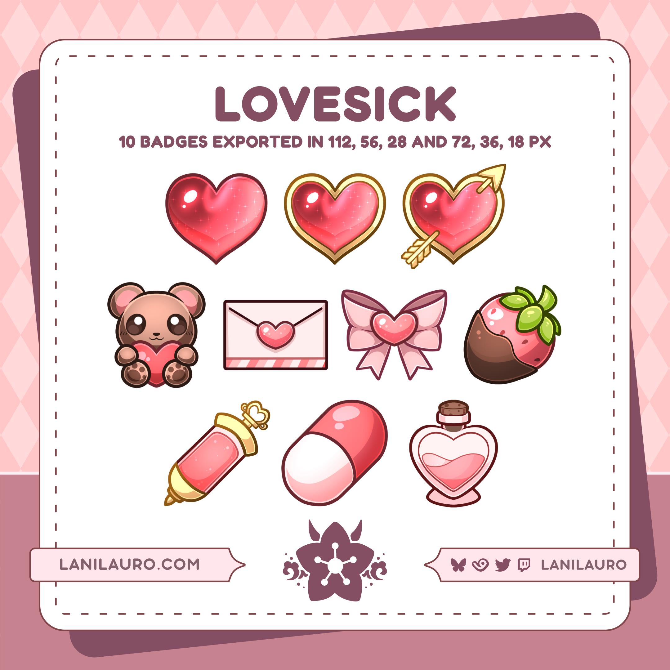 Lovesick Sub Badge Set | Valentine's Day | Cute Soft Aesthetic | Sub ...