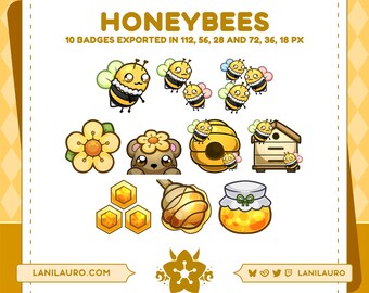 Honigbienen Sub Abzeichen | Sub Badges, Bit Badges, Discord Rollen, Channel Point Icons | Twitch, YouTube, Discord