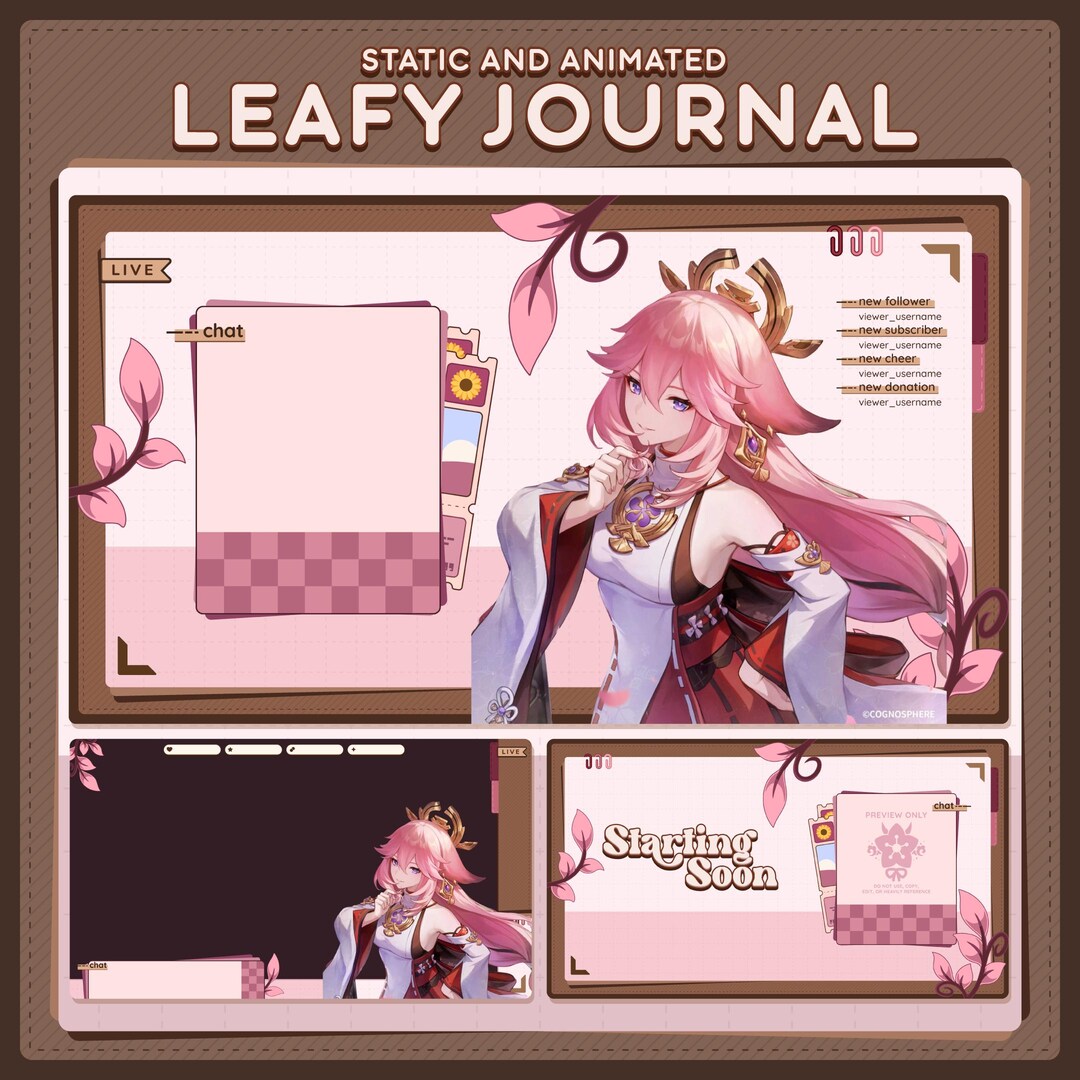 Leafy Journal Overlay Pack | Pink | Live, Just Chatting and Status ...