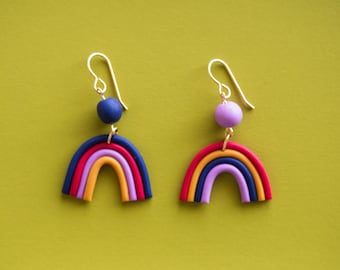 Mix and Match Polymer Clay Rainbow Earrings