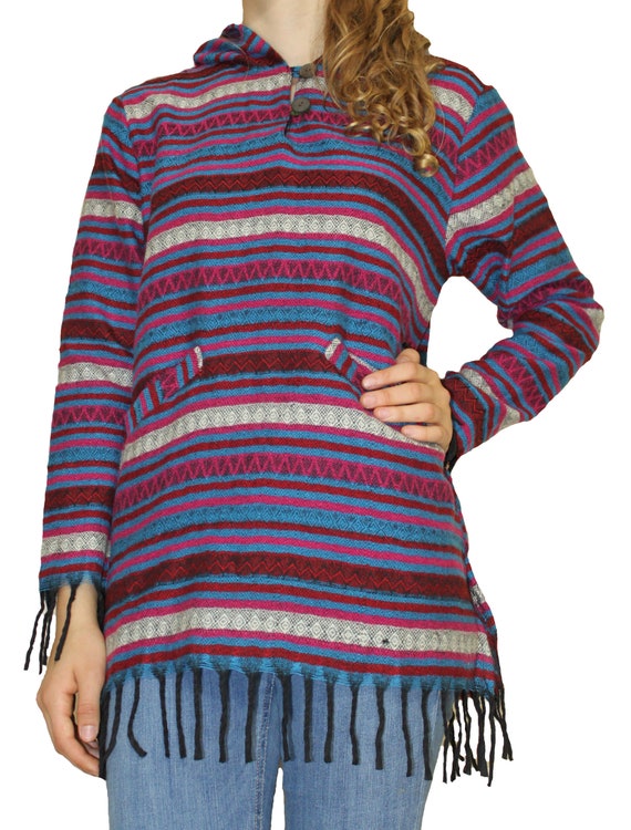 Handmade Sacred Threads Sweater Top w/Hood Size Small