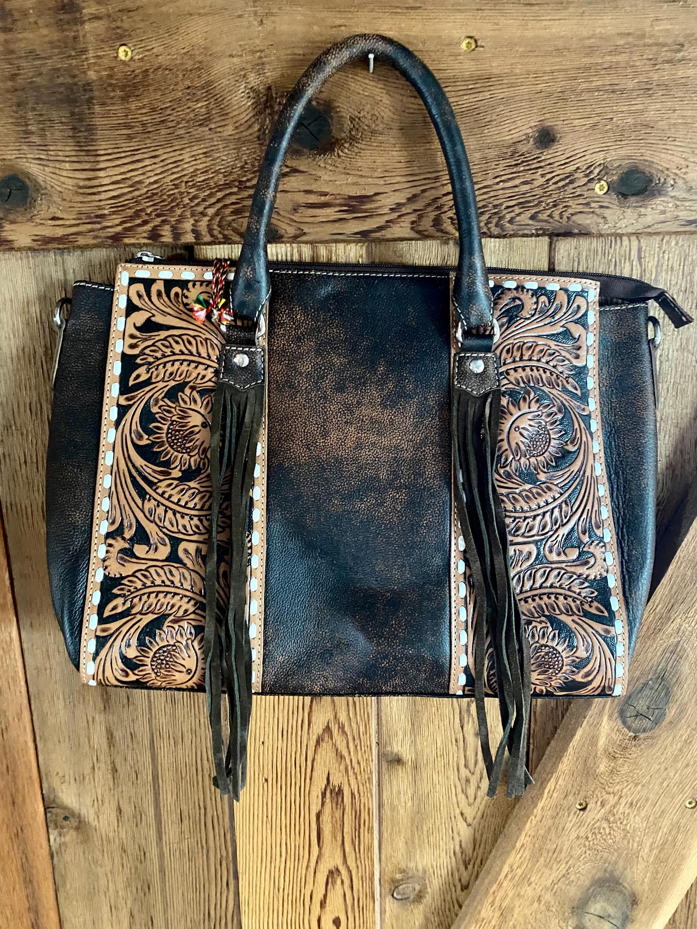 Tooled Leather Purse Concealed Carry Etsy