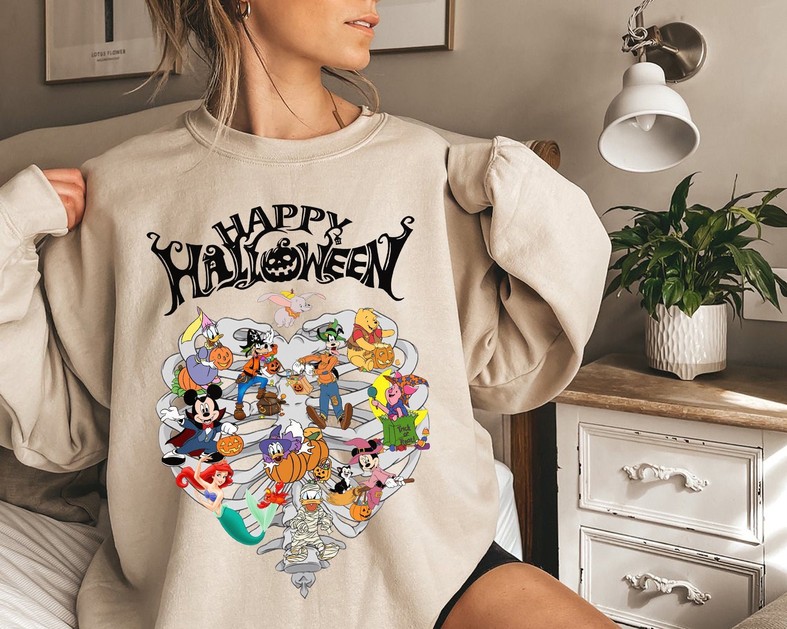 Halloween Skeleton Sweatshirt Disney Halloween Sweatshirt Etsy