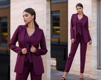 Burgundy Suit Women - Etsy