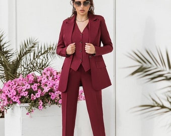 maroon suit womens
