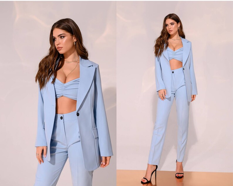 Light Blue Graduation Suit for Women 3 