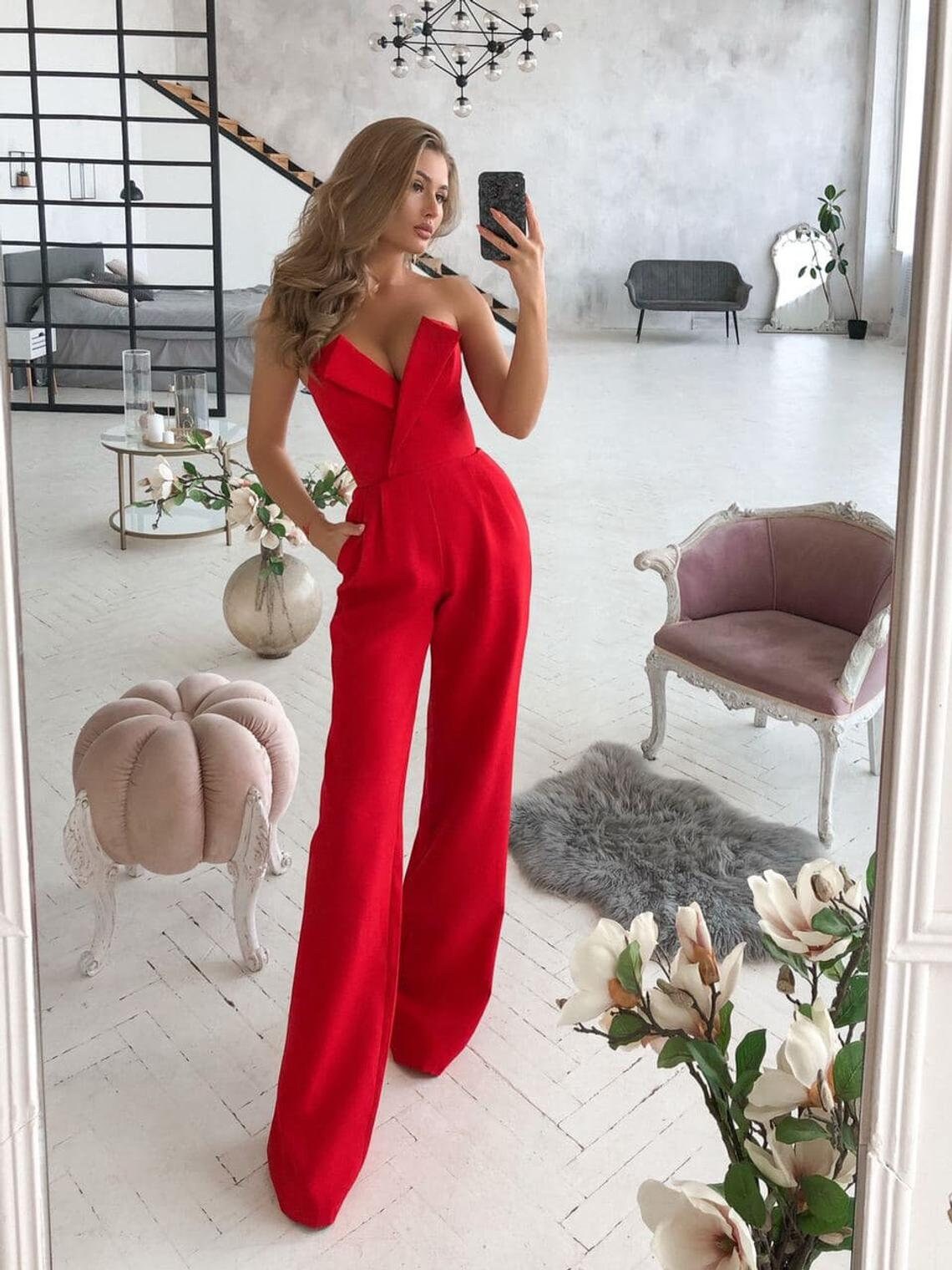 Roter HochzeitsJumpsuit BrautJumpsuit für Frauen Etsy