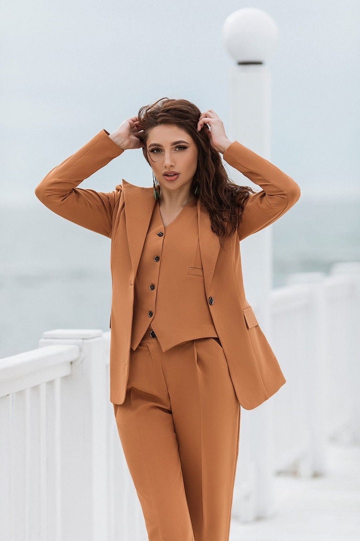 Women Business Suit Women 3 Piece Suit Office Suit Pant Etsy Uk
