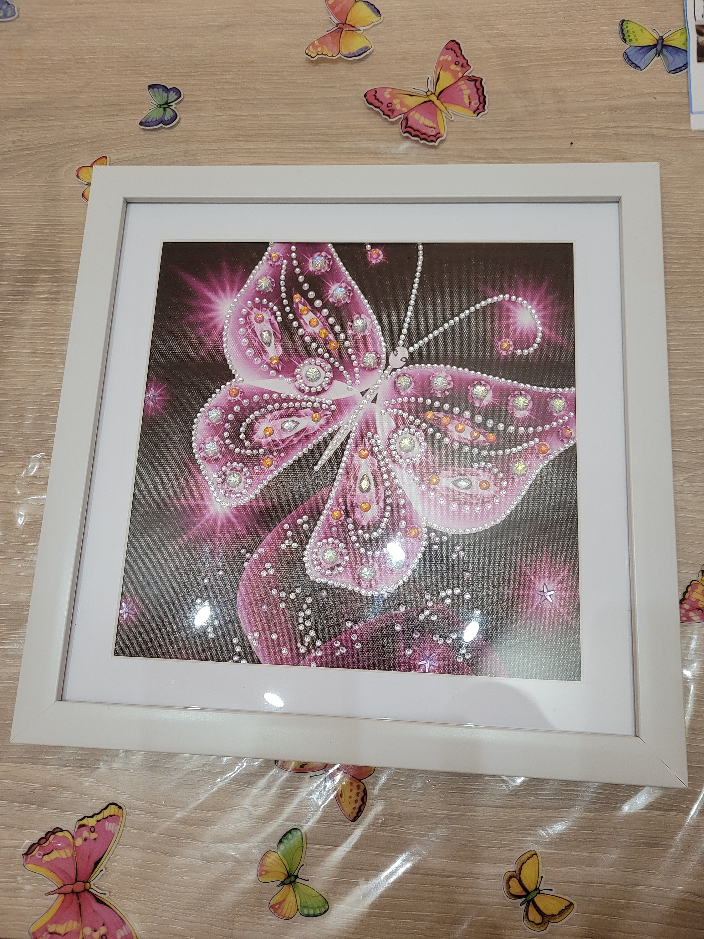 Cadre Décoratif Papillon Effet Strass