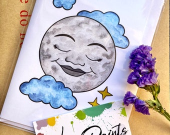 Sleepy Moon Greeting Card