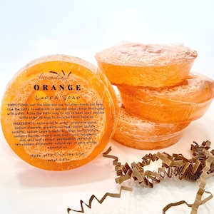 Jabón de naranja / Jabón de lufa / Jabón exfoliante / Aceites esenciales / Jabón artesanal de regalo / Vegano / Libre de crueldad animal