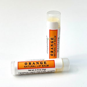 Orange | Lip Balm | Chapstick | Lip Moisturizer | Lip Butter | Organic | Natural | Vegan | Cruelty-Free | Preservative-Free | Non-GMO