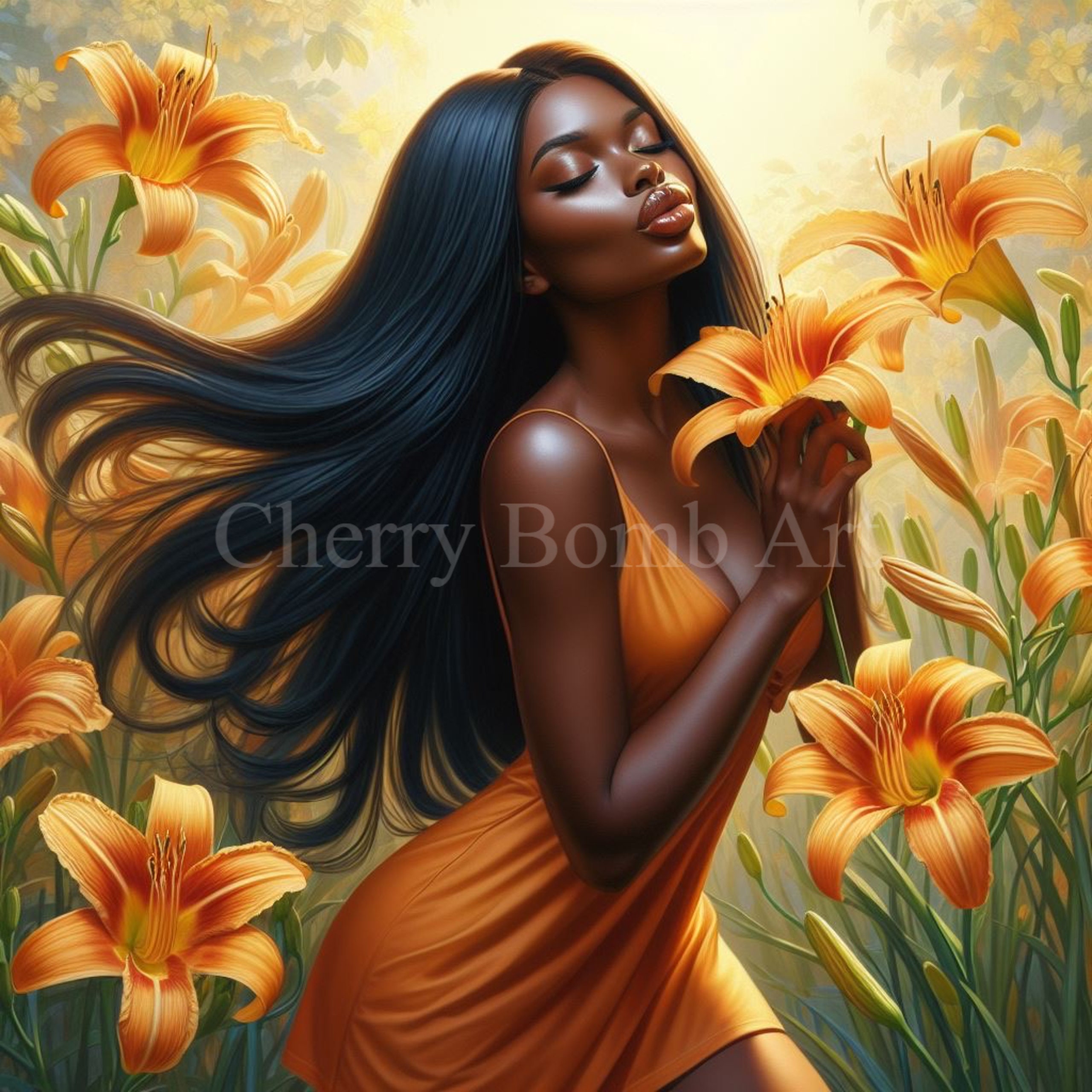 Delicate Day Lily / Black A.I. Art - Etsy