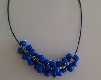 Blue Beaded Necklace | Blue Beaded Cord Necklace