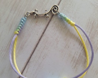 Silver Gecko Braided Bracelet | Silver Gecko Macrame Bracelet