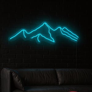 Mountain Neon Sign LED Wall Light Minimalist Home Bar Cafe Nature Decor image 1