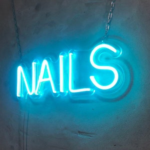 Nails Neon Sign, Custom LED Neon Sign, Handmade Neon Sign Nails Wall ...