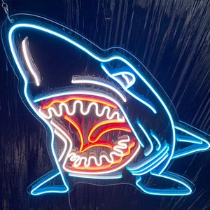 Shark Neon Sign / Shark LED Light / Custom Neon Sign / Shark LED Lights / Shark Neon Lights / Wall Decor / Shark Neon for your Room