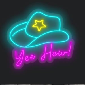 Yee Haw&#39;s COWBOY HAT - neonowy znak LED, neon niestandardowy, oświetlenie neonowe