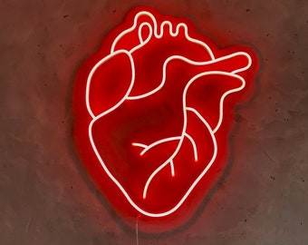 Enseigne néon anatomique coeur - applique murale LED rouge, décoration néon art médical pour studio de tatouage, bar ou maison