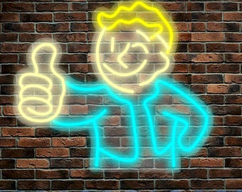 Vault Boy Neon Sign – LED Game Room Wall Decor, Light-Up Boy Character For Bedroom, Man Cave, Bar, Gift For Gamers & Teens