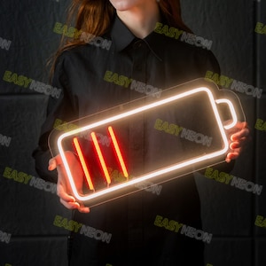 Low battery LED neon sign | Phone Charge Level - Choose your color, size and control your brightness!