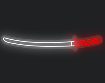 Katana Leuchtreklame - Samurai-Schwert LED-Wandleuchte für Gamer Room, Anime, japanisches Decor