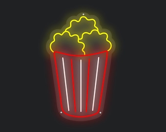 Popcorn Neon Sign – LED Wall Light for Home Theater, Movie Night Decor, Cinema Snack Bar