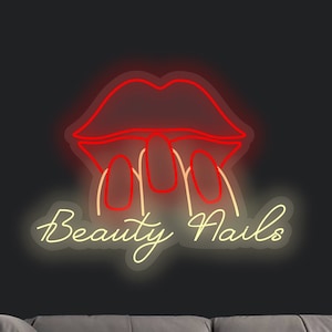 Beauty Nails-Neon Schild. Nagel Neon Schild, Custom Nagel Neon Leuchtreklame, Salon Willkommensschild, USB-LED-Schild, Schönheitssalon Schild, Nageldesign-Schild.