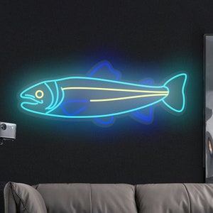 Fish Neon Sign – LED Wall Art Light, Ocean Themed Room Decor, Aquarium ...