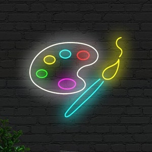 Palette LED neon sign, painter gift, artists gifts, neon lights, aesthetic room decor, color palette