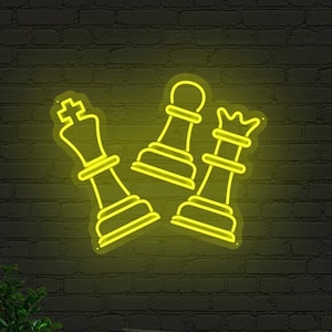 Chess Neon Sign, Chess Club LED Light Sign, Custom Chess Pieces LED Light Up for Home Decor, Chess Neon Light