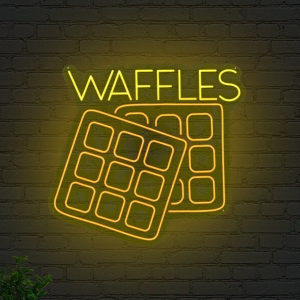 WAFFLE luz publicitaria para su cafetería, Gelateria, su logotipo, personalizable, bebidas, almuerzo, saludable, werbung, hielo, bäckerei, dulces