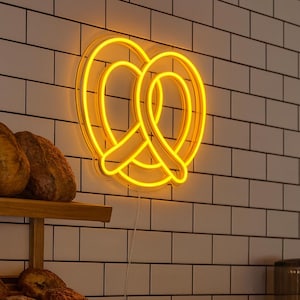 Pretzel Neon Sign – LED Bakery Wall Light, Bar Cafe Shop Decor, Snack Food Neon Light for Kitchen, Restaurant, Coffee Shop
