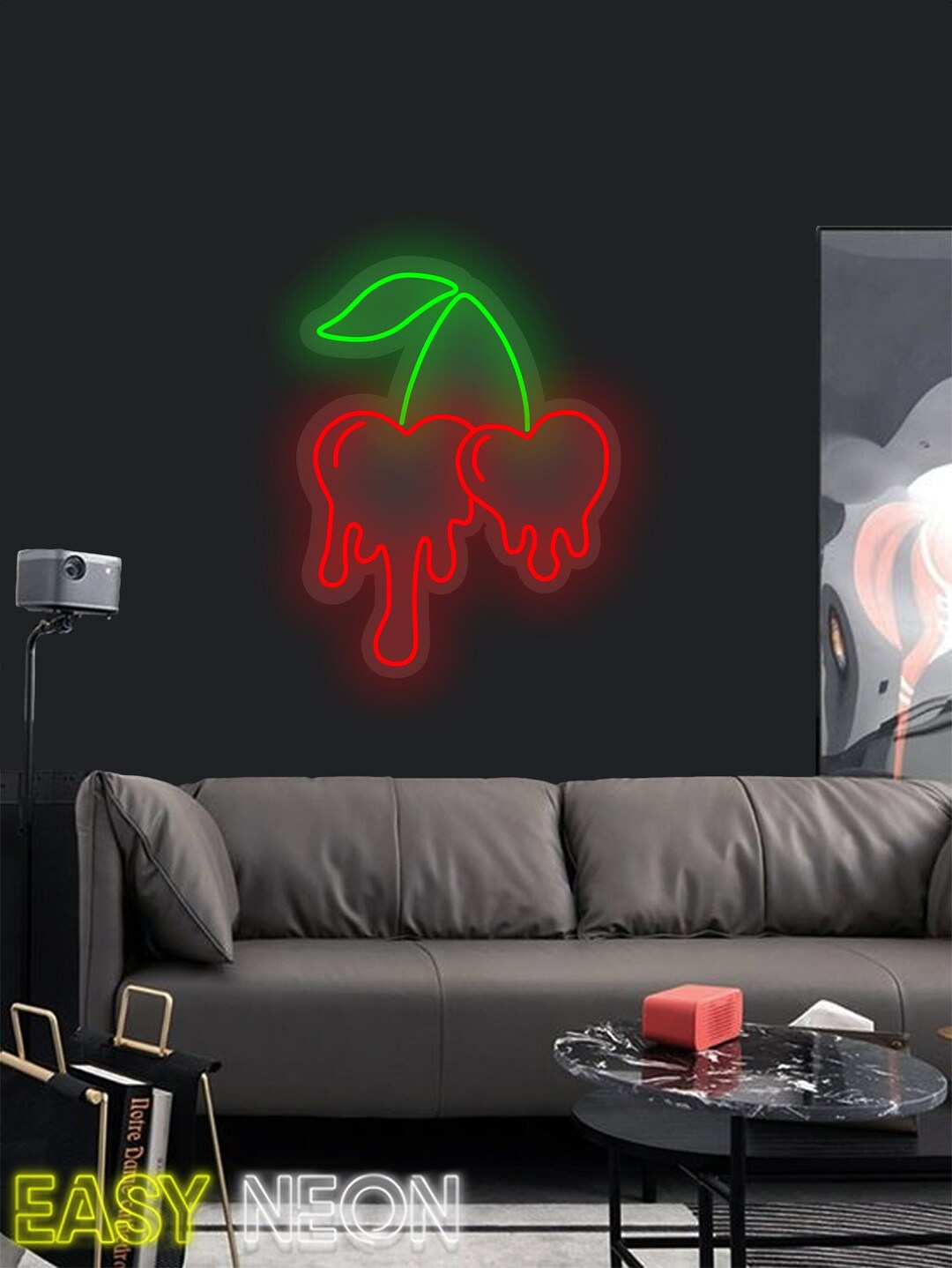 Freshies Cherries Neon Sign, Drip Heart Cherries Freshie, Dazzling ...