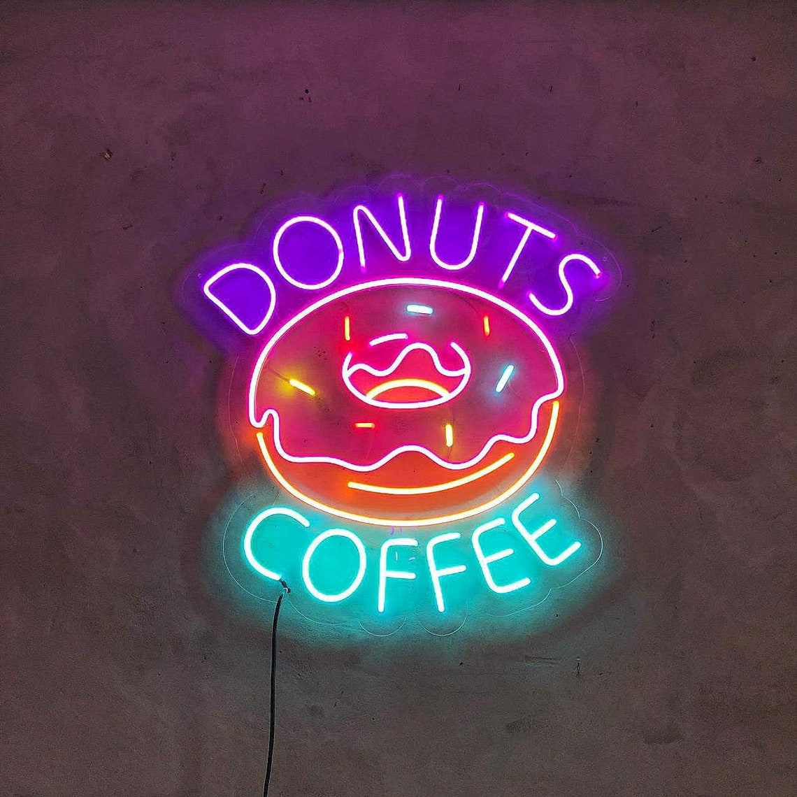 Donut Neon Sign Donut Multicolored Neon Sign Eat Neon Sign - Etsy New