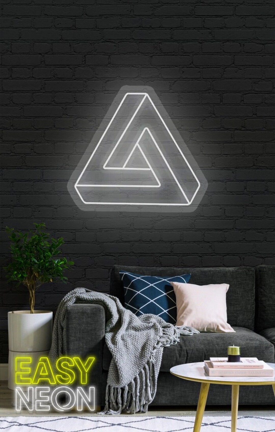 Triangular Neon Sign Penrose Triangle Neon Sign – Geometric LED Wall Art, Optical Illusion ...