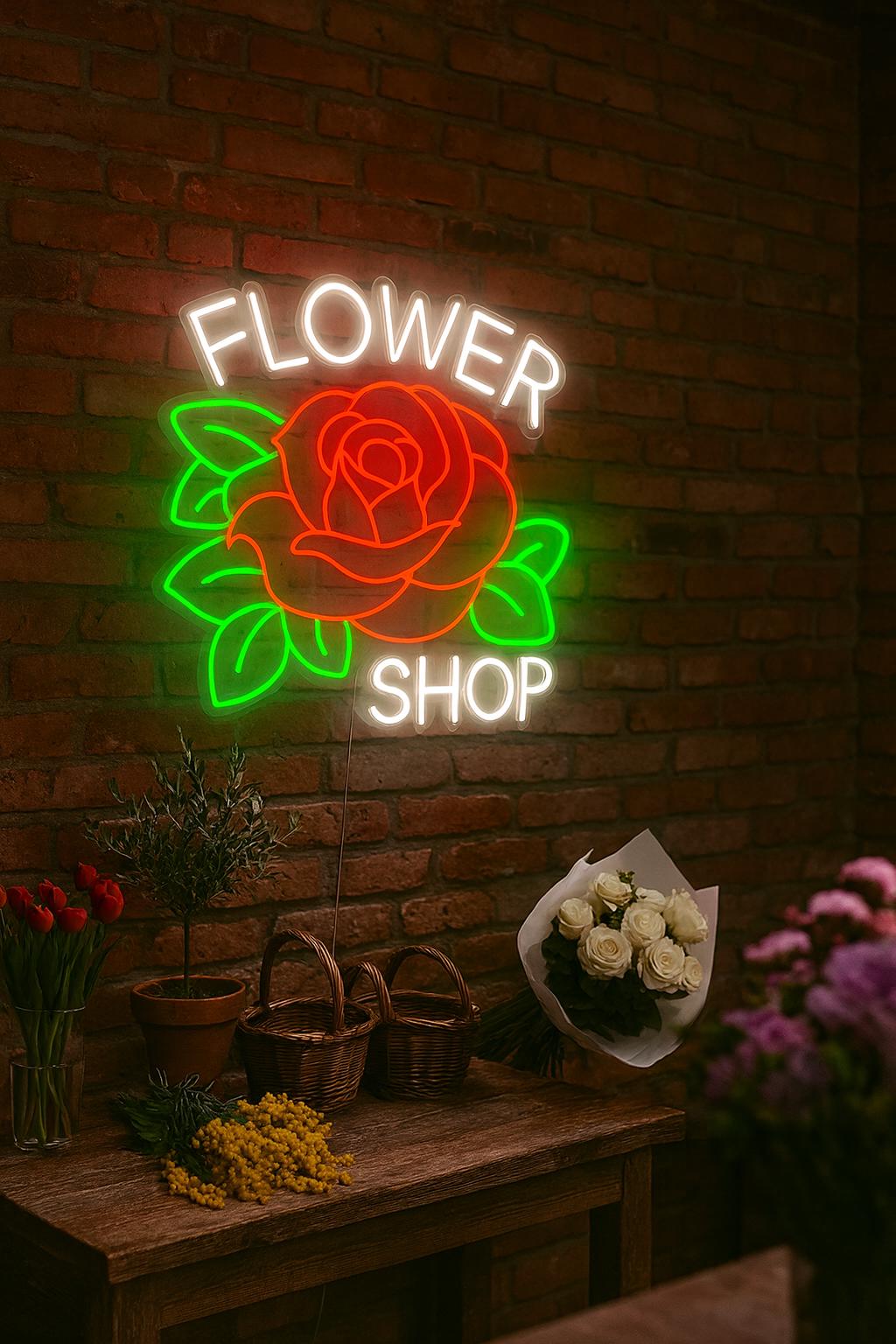 ネオンライト ネオン 花 ネオン ばらバラ 薔薇 花 はな お花 イラスト