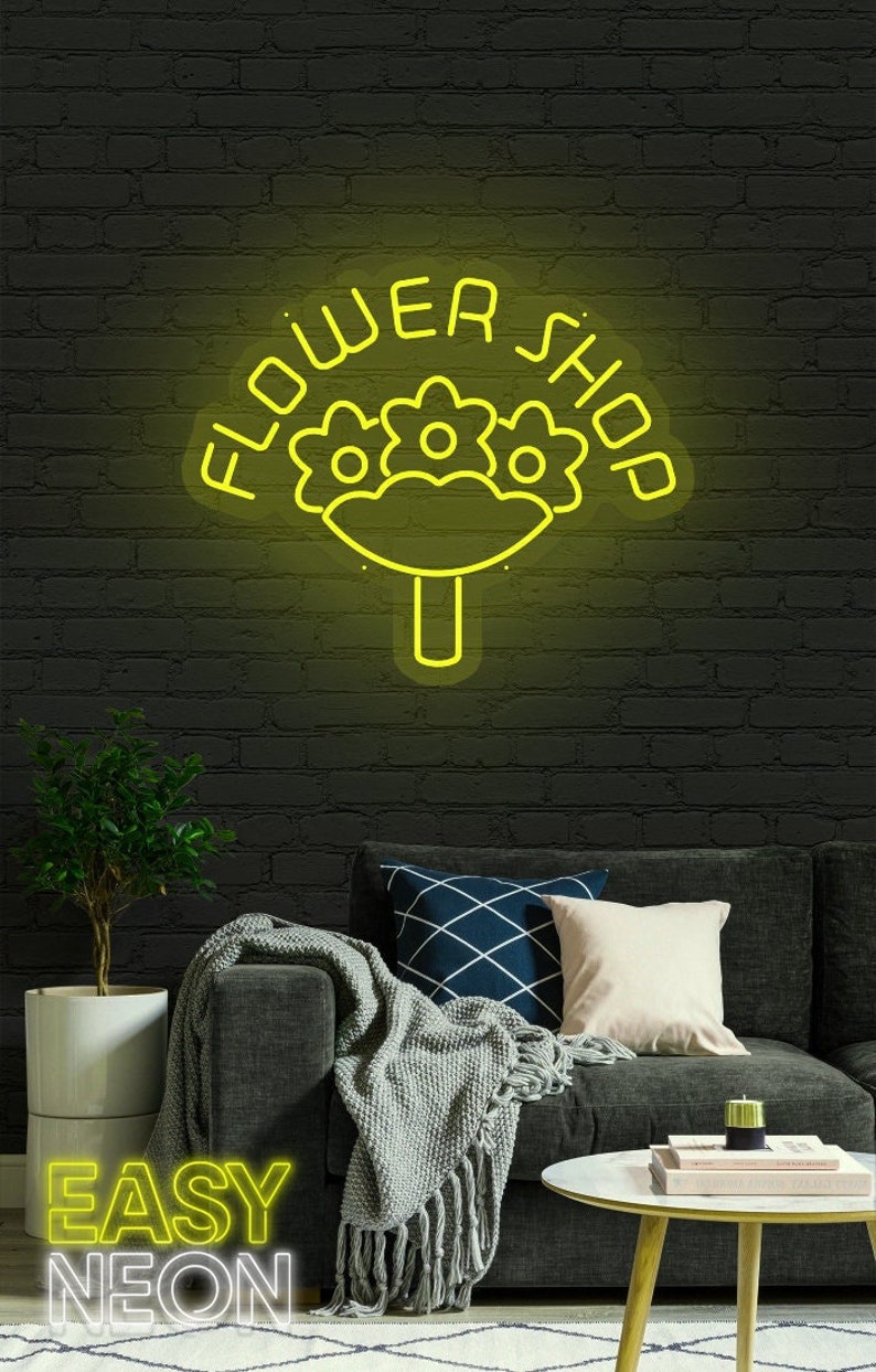 Flower Bar Neon Sign Flower Shop Sign Flower Market Neon Etsy