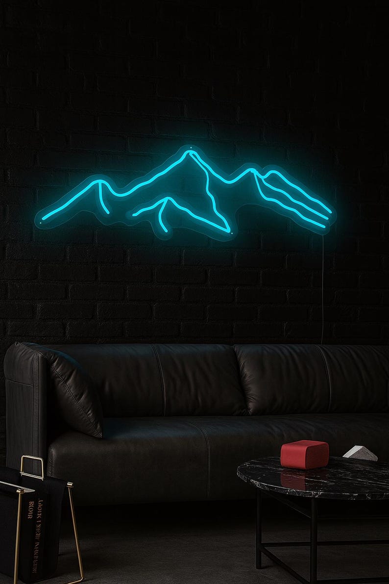 Mountain Neon Sign LED Wall Light Minimalist Home Bar Cafe Nature Decor image 1